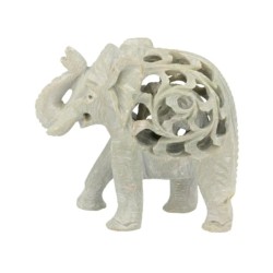 Speksteen olifant in olifant 7 cm