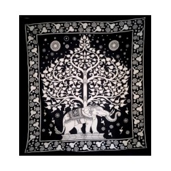 Grandfoulard - 44 - Olifant & Bodhi Tree - zwart/wit