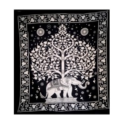 Grandfoulard - 44 - Olifant & Bodhi Tree - zwart/wit