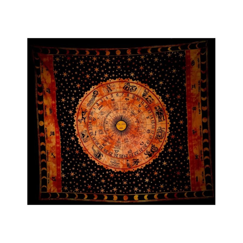 Grandfoulard 65 - Sterrenbeelden - Oranje&Rood- Wandkleed - Bedsprei - Strandlaken