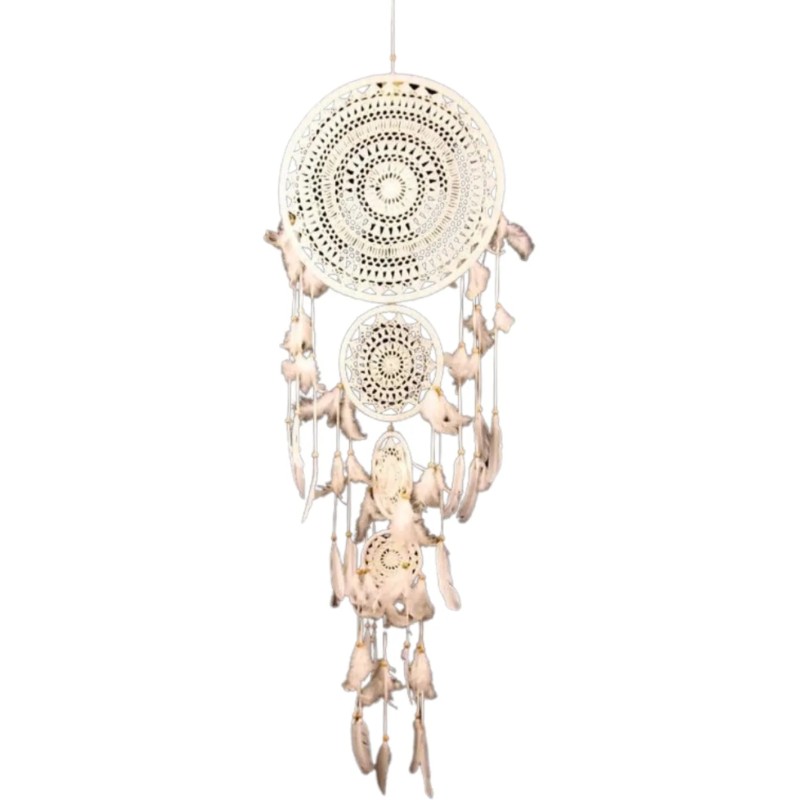 Dromenvanger gehaakt XL wit - Dream Catcher - 42 cm