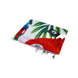 Sarong - 621 - Papegaai - wit van Om Namaste - Pareo Saunadoek Wikkeljurk