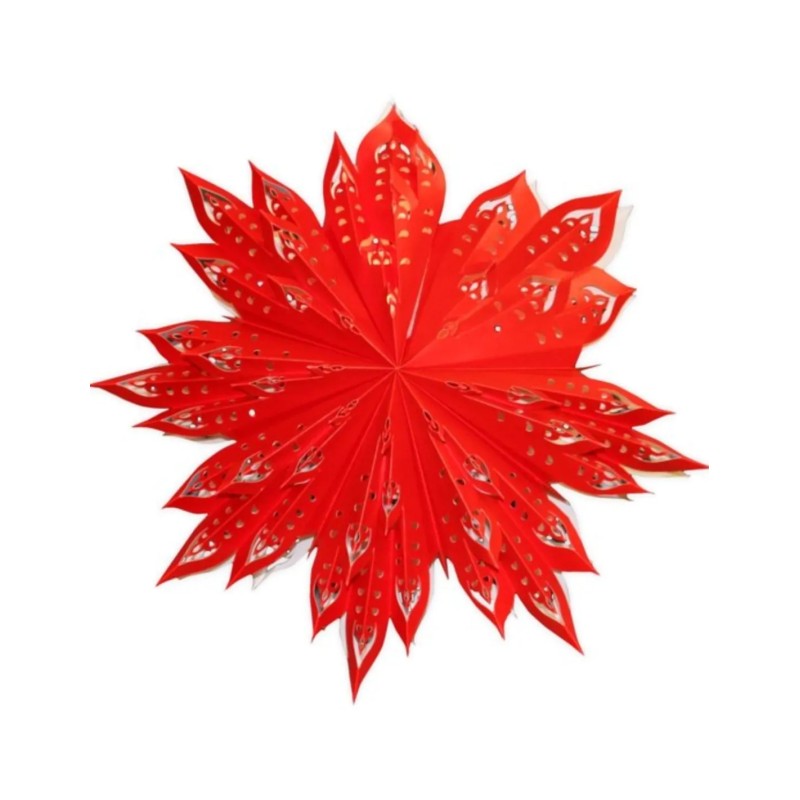 Kerstster met verlichtingsset nr. 48 - Red Snowflake - Kerststerren - Kerstverlichting - Kerstdecoratie - Ø 60 cm