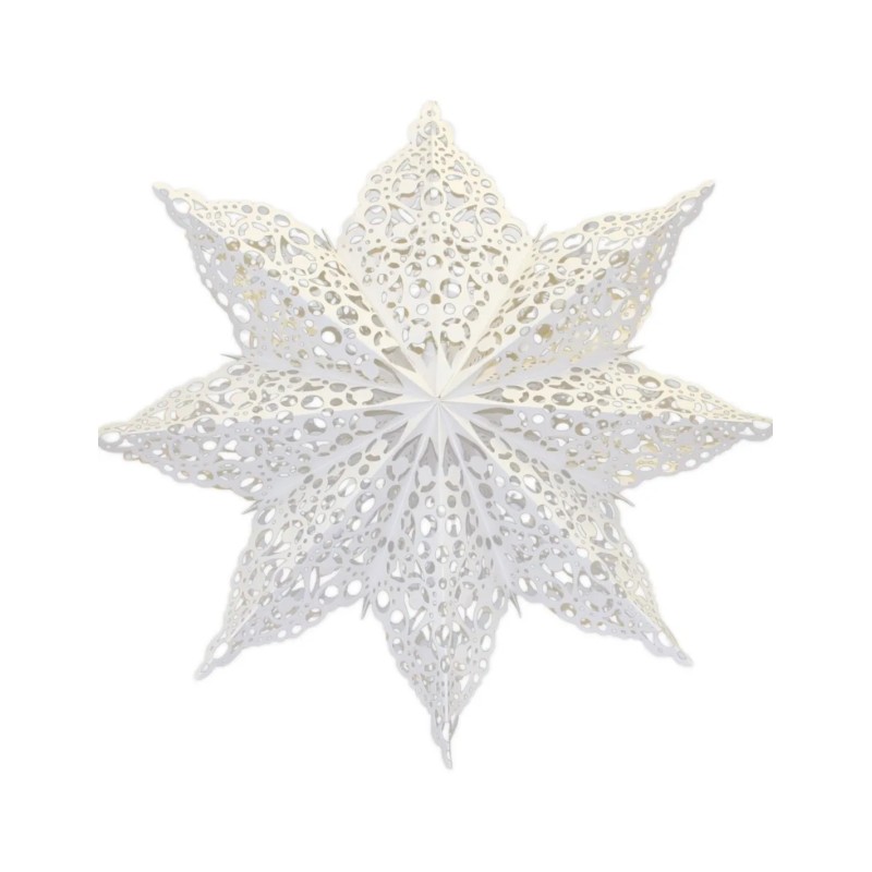 Kerstster met verlichtingsset nr. 20 - Witte Snowflake - Kerstverlichting - Kerstdecoratie - Ø 60 cm