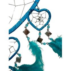 Dromenvanger - Hartje met spiegels - Turquoise - 17 cm - Dream Catcher