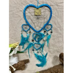 Dromenvanger - Hartje met spiegels - Turquoise - 17 cm - Dream Catcher