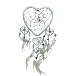 Dromenvanger Dream Catcher Hartje met spiegels - wit - 17 cm