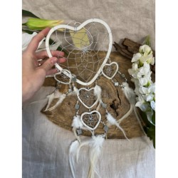 Dromenvanger Dream Catcher Hartje met spiegels - wit - 17 cm