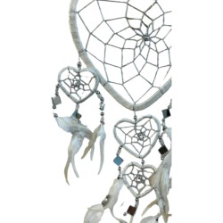 Dromenvanger Dream Catcher Hartje met spiegels - wit - 17 cm