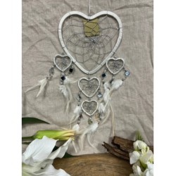 Dromenvanger Dream Catcher Hartje met spiegels - wit - 17 cm