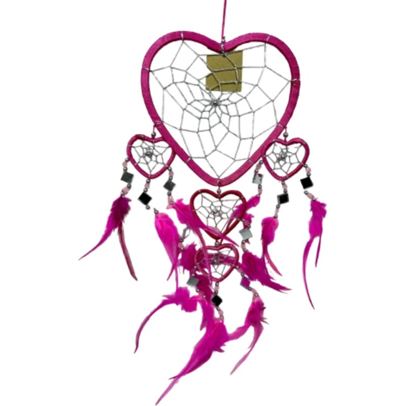 Dromenvanger Hartje met spiegels - Roze - 17 cm - Dream Catcher