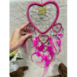 Dromenvanger Hartje met spiegels - Roze - 17 cm - Dream Catcher