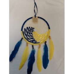 Dromenvanger dreamcatcher -22cm - Wave - Blauw & Geel