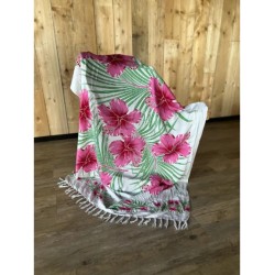 Sarong - 003 - Bloemen roze van Om Namaste - Pareo Saunadoek Wikkeljurk