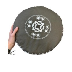 YogaStyles meditatiekussen - rond design XL - grijs - bolletjes