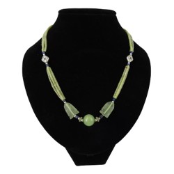 Bohemian ketting Jade 3 streng met bol