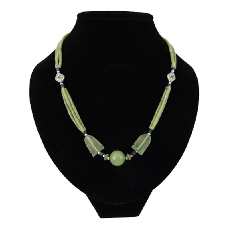 Bohemian ketting Jade 3 streng met bol