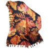 Sarong - 006 - Bloemen en bladeren oranje van Om Namaste - Pareo Saunadoek Wikkeljurk