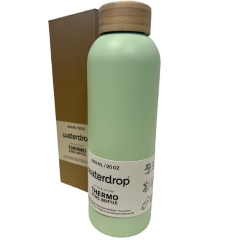 Waterdrop Steel bottle 600 ml Pastel olive matt