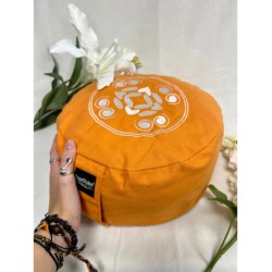 YogaStyles meditatiekussen - rond design oranje - met bolletjes