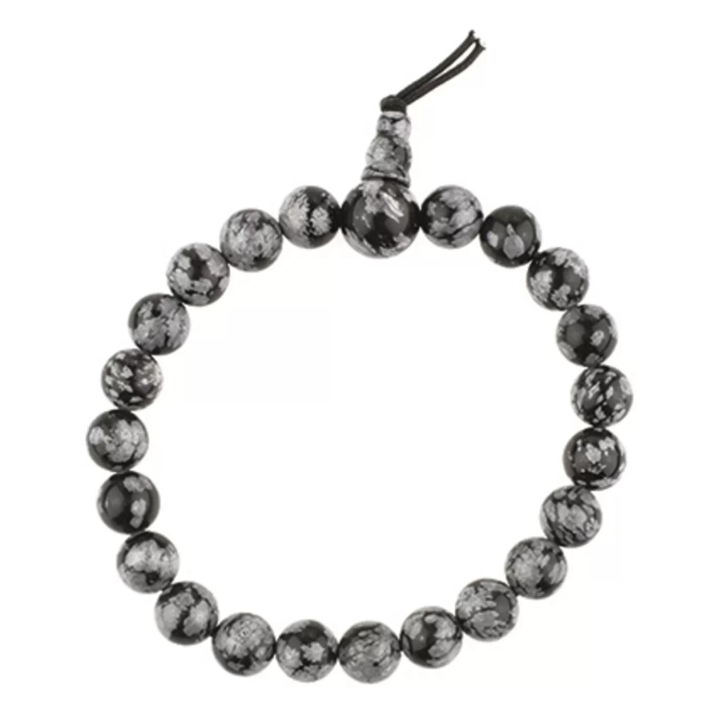 Obsidiaan sneeuwvlok powerbead armband