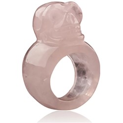 Roze kwarts schedel ring