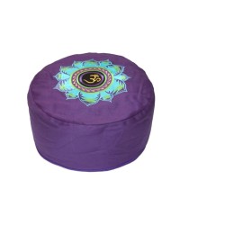 YogaStyles Symbolic Meditatiekussen Ohm met blauw Lotus op paars