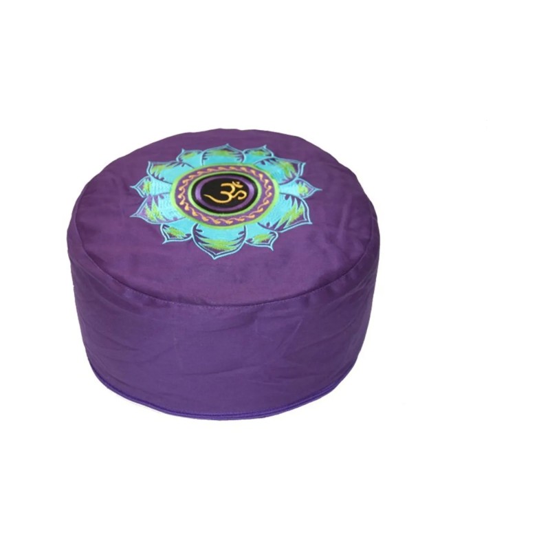 YogaStyles Symbolic Meditatiekussen Ohm met blauw Lotus op paars