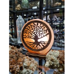 Zoutsteen lamp tree of life rond deco incl- elektra