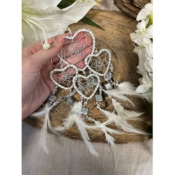 Dromenvanger hartje met spiegels - wit - 6 cm - Dreamcatcher