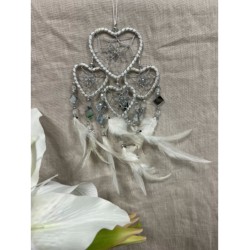 Dromenvanger hartje met spiegels - wit - 6 cm - Dreamcatcher