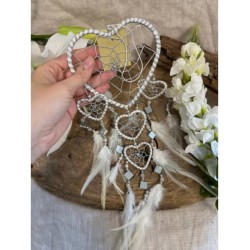 Dromenvanger hartje met spiegels - wit - 11 cm - Dreamcatcher