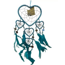 Dromenvanger hartje met spiegels - turquoise - 11 cm - Dreamcatcher