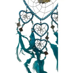 Dromenvanger hartje met spiegels - turquoise - 11 cm - Dreamcatcher