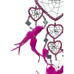 Dromenvanger hartje met spiegels - roze - 11 cm - Dreamcatcher