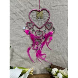 Dromenvanger hartje met spiegels - roze - 11 cm - Dreamcatcher