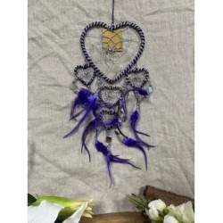 Dromenvanger hartje met spiegels - paars - 11 cm - Dreamcatcher