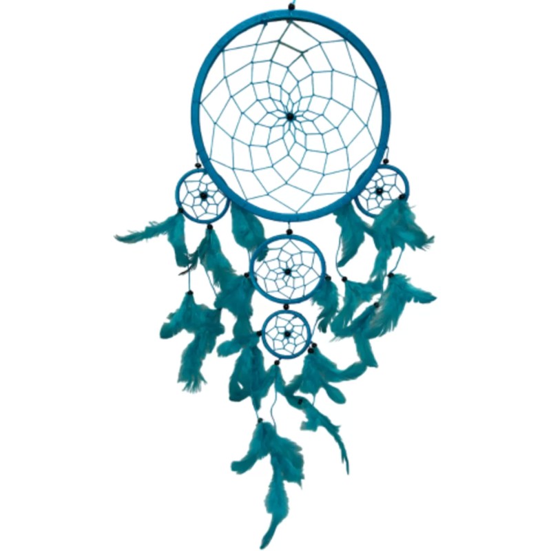 Dromenvanger - 22 cm - turquoise - alleen veren - Dreamcatcher