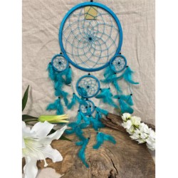 Dromenvanger - 22 cm - turquoise - alleen veren - Dreamcatcher