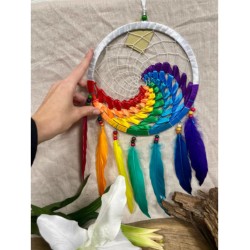 Dromenvanger wave regenboog - wit 22 cm