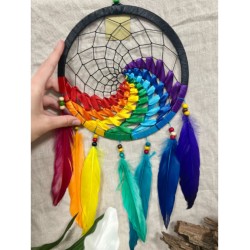 Dromenvanger wave regenboog - zwart 22 cm