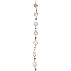 Lange chakra hanger met steentjes zilverkleur