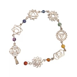 Lange chakra hanger met steentjes zilverkleur