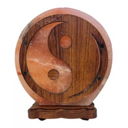 Zoutsteen lamp rond deco yin yang incl- elektra