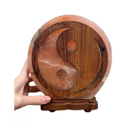 Zoutsteen lamp rond deco yin yang incl- elektra