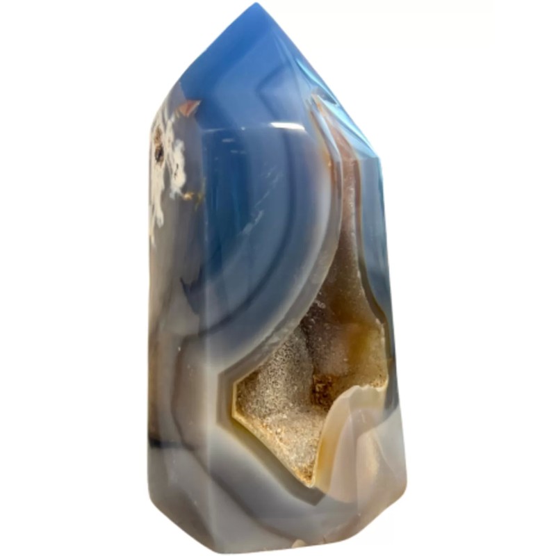 Agaat edelsteen punt gekristalliseerd -drusy- nr-04