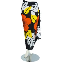 Sarong - 039 - bloemen - zwart van Om Namaste - Pareo Saunadoek Wikkeljurk