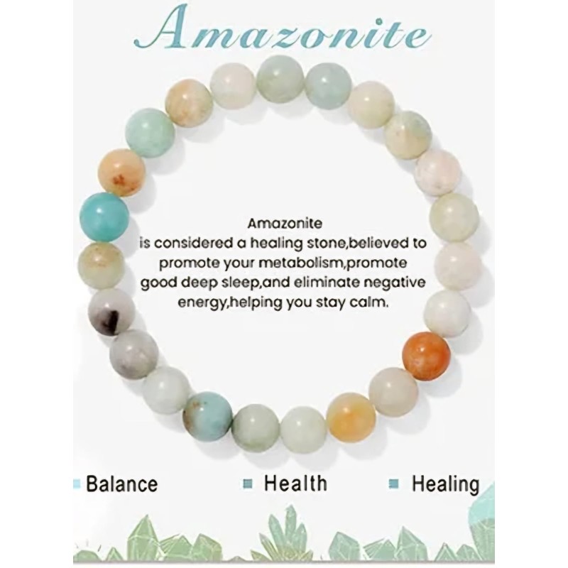 Stones for Health Amazonite edelsteen armband 8mm kralen / Size 17 cm