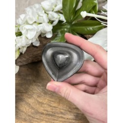 Obsidiaan zilver edelsteen hart ca- 6 cm