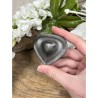 Obsidiaan zilver edelsteen hart ca- 6 cm